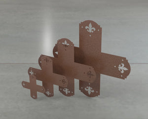 Crowned Fleur De Lis Style X Brackets - Various Sizes - Wood Post Brackets - construction brackets - brackets for post and beam construction - beam supports - post support - timber frame brackets - barndominium brackets - exposed beam brackets
