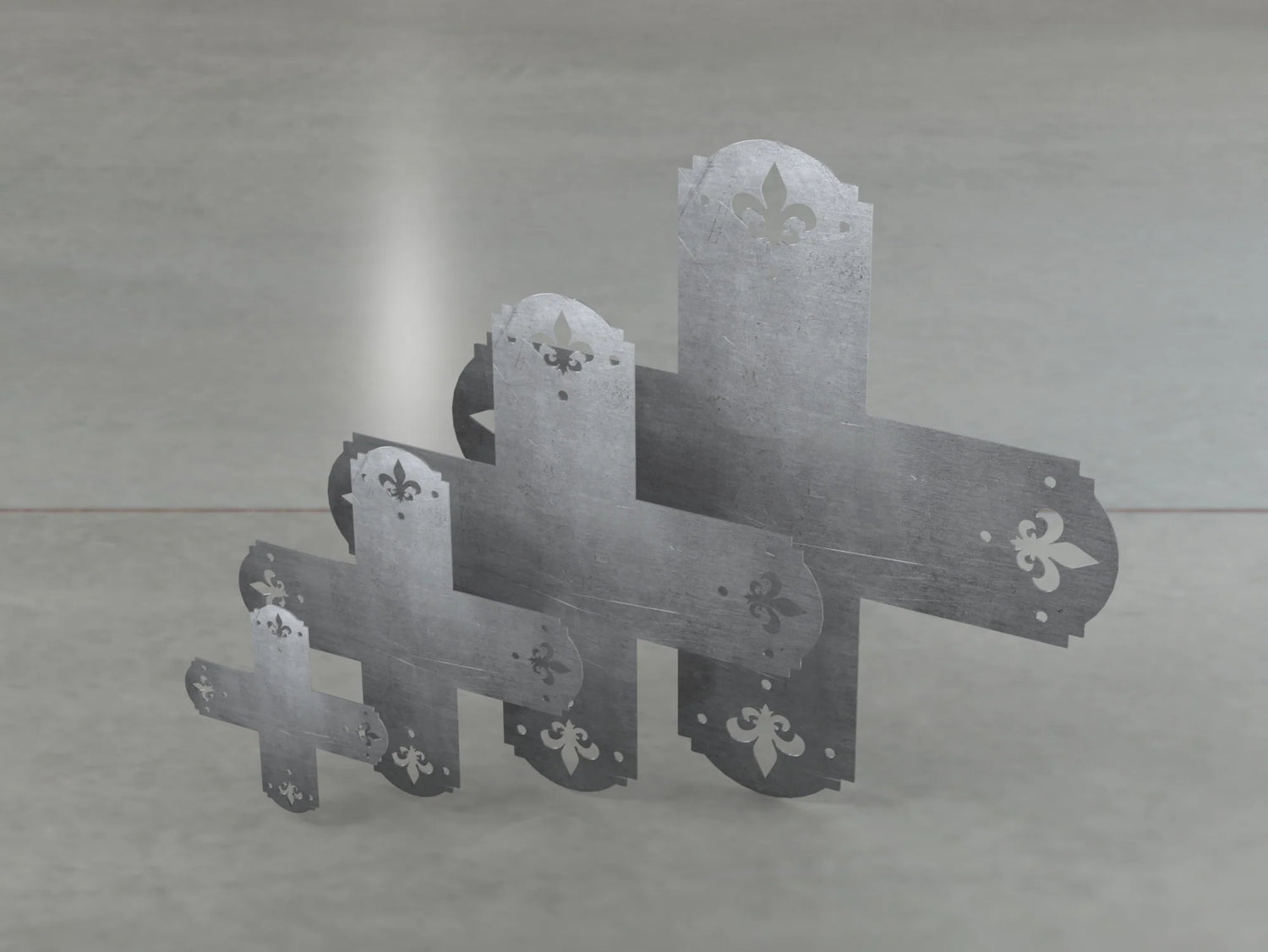 Crowned Fleur De Lis Style X Brackets - Various Sizes - Wood Post Brackets - construction brackets - brackets for post and beam construction - beam supports - post support - timber frame brackets - barndominium brackets - exposed beam brackets