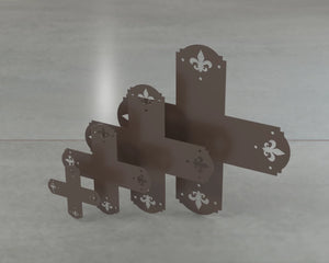 Crowned Fleur De Lis Style X Brackets - Various Sizes - Wood Post Brackets - construction brackets - brackets for post and beam construction - beam supports - post support - timber frame brackets - barndominium brackets - exposed beam brackets