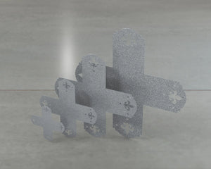 Crowned Fleur De Lis Style X Brackets - Various Sizes - Wood Post Brackets - construction brackets - brackets for post and beam construction - beam supports - post support - timber frame brackets - barndominium brackets - exposed beam brackets