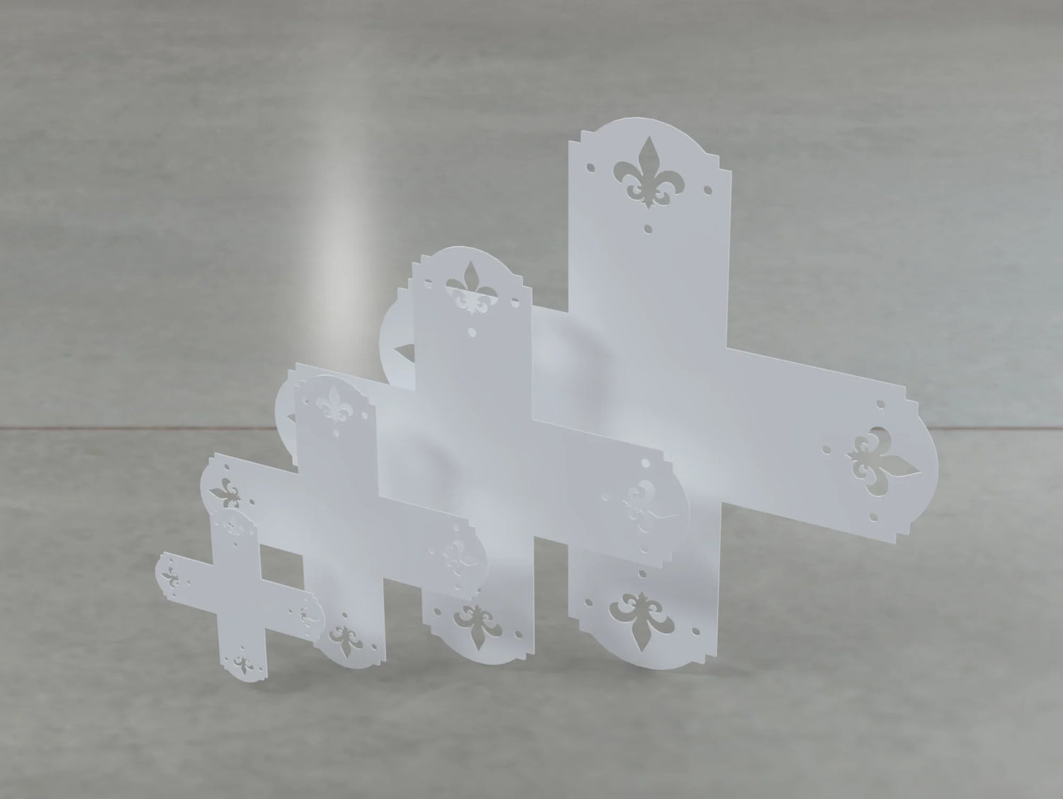 Crowned Fleur De Lis Style X Brackets - Various Sizes - Wood Post Brackets - construction brackets - brackets for post and beam construction - beam supports - post support - timber frame brackets - barndominium brackets - exposed beam brackets