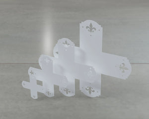 Crowned Fleur De Lis Style X Brackets - Various Sizes - Wood Post Brackets - construction brackets - brackets for post and beam construction - beam supports - post support - timber frame brackets - barndominium brackets - exposed beam brackets