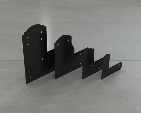 Crowned Style L Brackets - Various Sizes - Wood Post Brackets - construction brackets - brackets for post and beam construction - beam supports - post support - timber frame brackets - barndominium brackets - exposed beam brackets