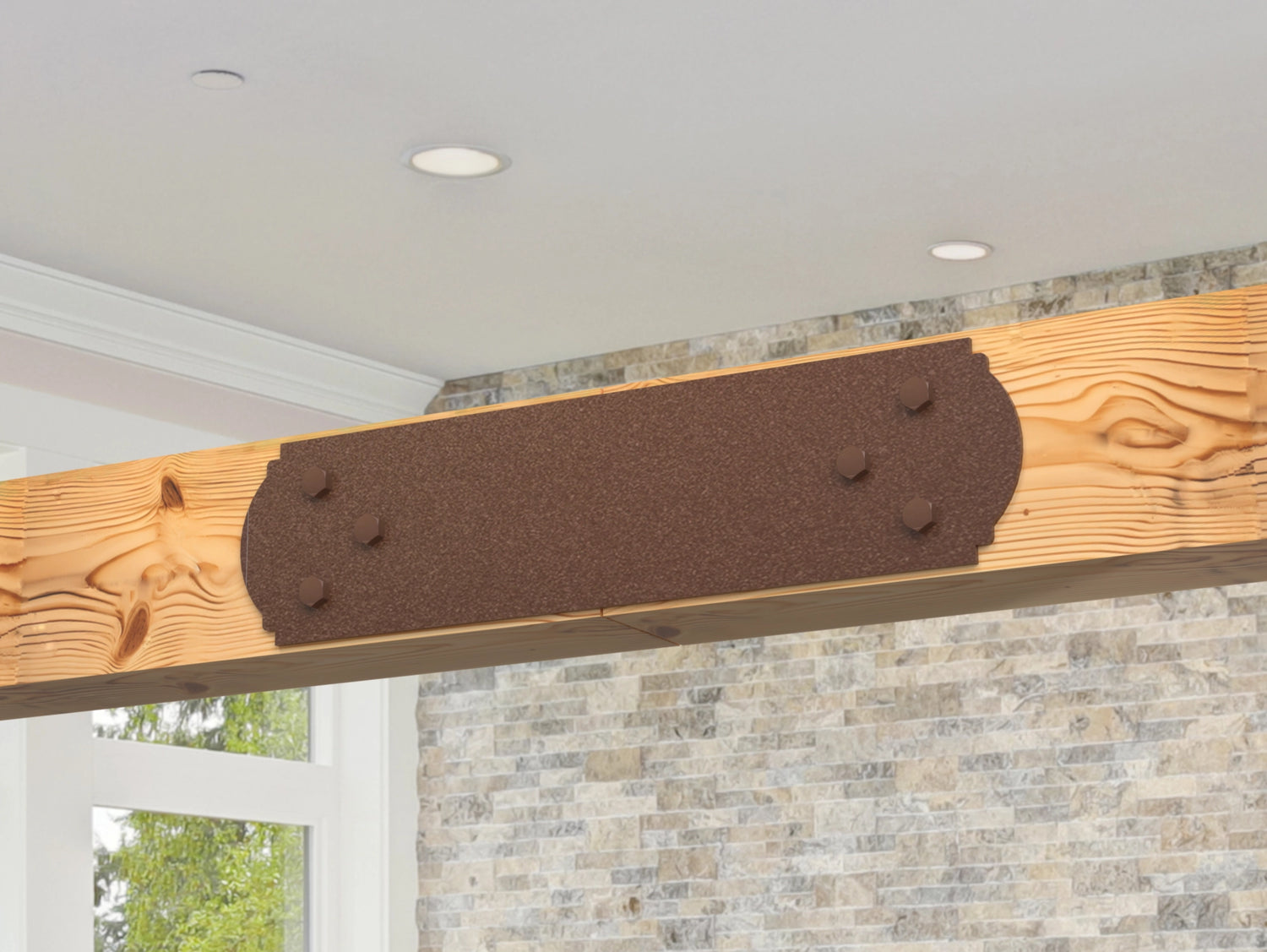 Straight Bracket - Crowned Style - For 4 Inch Lumber - Wood Post Brackets - construction brackets - brackets for post and beam construction - beam supports - post support - timber frame brackets - barndominium brackets - exposed beam brackets