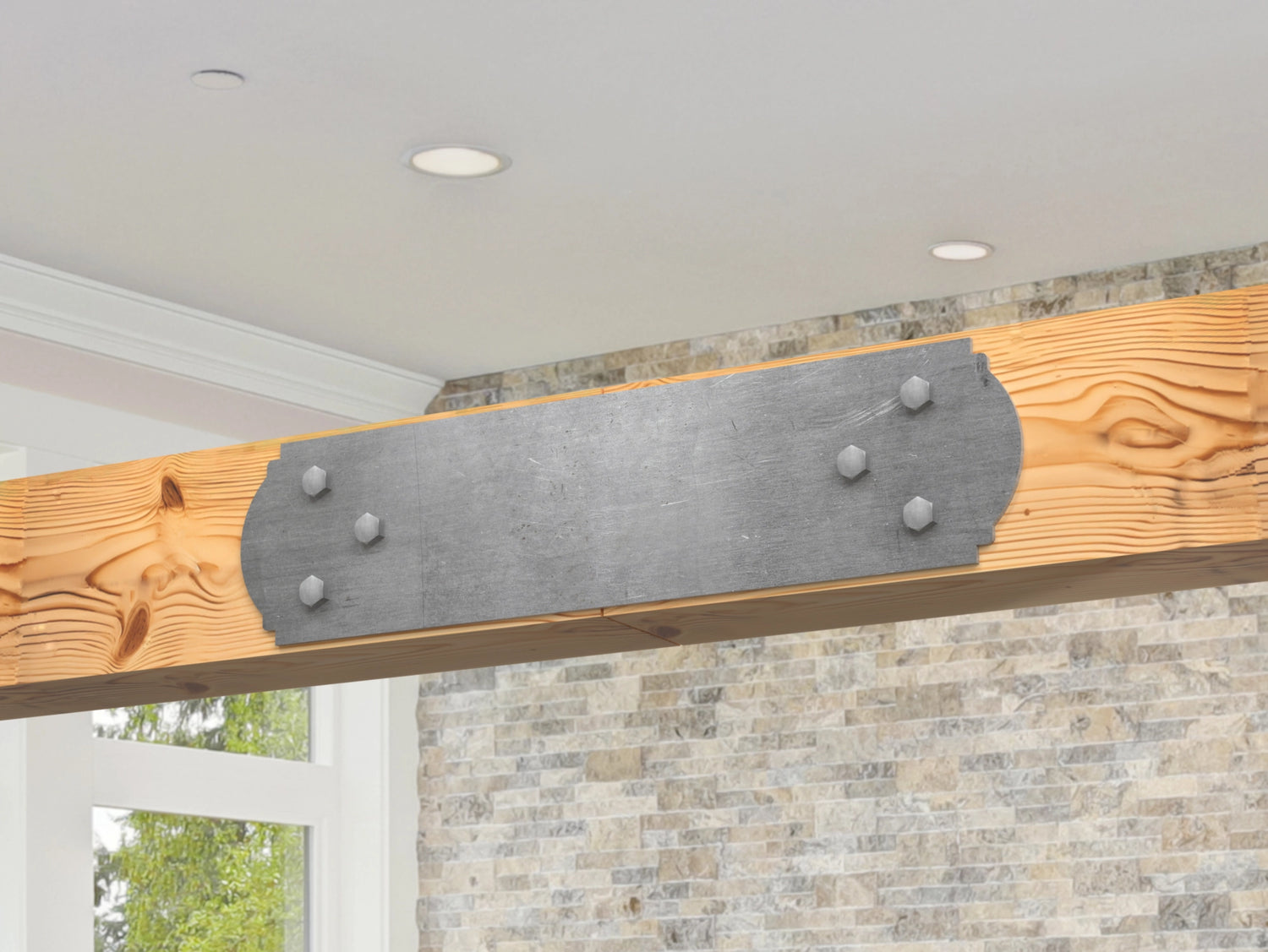 Straight Bracket - Crowned Style - For 4 Inch Lumber - Wood Post Brackets - construction brackets - brackets for post and beam construction - beam supports - post support - timber frame brackets - barndominium brackets - exposed beam brackets