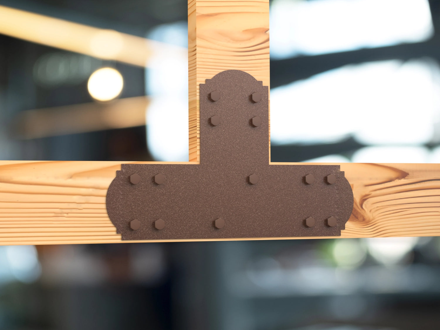 T Bracket - Crowned Style - For 8 Inch Lumber - Wood Post Brackets - construction brackets - brackets for post and beam construction - beam supports - post support - timber frame brackets - barndominium brackets - exposed beam brackets