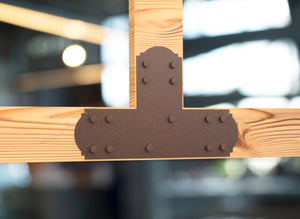 T Bracket - Crowned Style - For 8 Inch Lumber - Wood Post Brackets - construction brackets - brackets for post and beam construction - beam supports - post support - timber frame brackets - barndominium brackets - exposed beam brackets