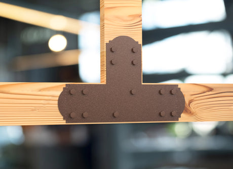T Bracket - Crowned Style - For 8 Inch Lumber - Wood Post Brackets - construction brackets - brackets for post and beam construction - beam supports - post support - timber frame brackets - barndominium brackets - exposed beam brackets