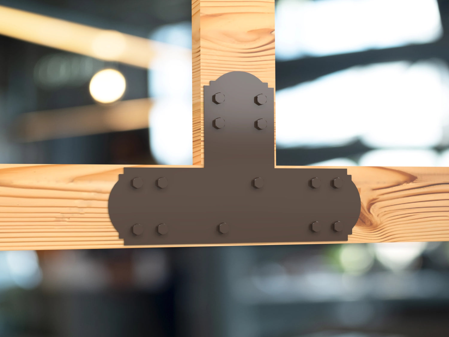 T Bracket - Crowned Style - For 8 Inch Lumber - Wood Post Brackets - construction brackets - brackets for post and beam construction - beam supports - post support - timber frame brackets - barndominium brackets - exposed beam brackets