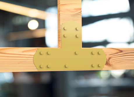 T Bracket - Crowned Style - For 8 Inch Lumber - Wood Post Brackets - construction brackets - brackets for post and beam construction - beam supports - post support - timber frame brackets - barndominium brackets - exposed beam brackets