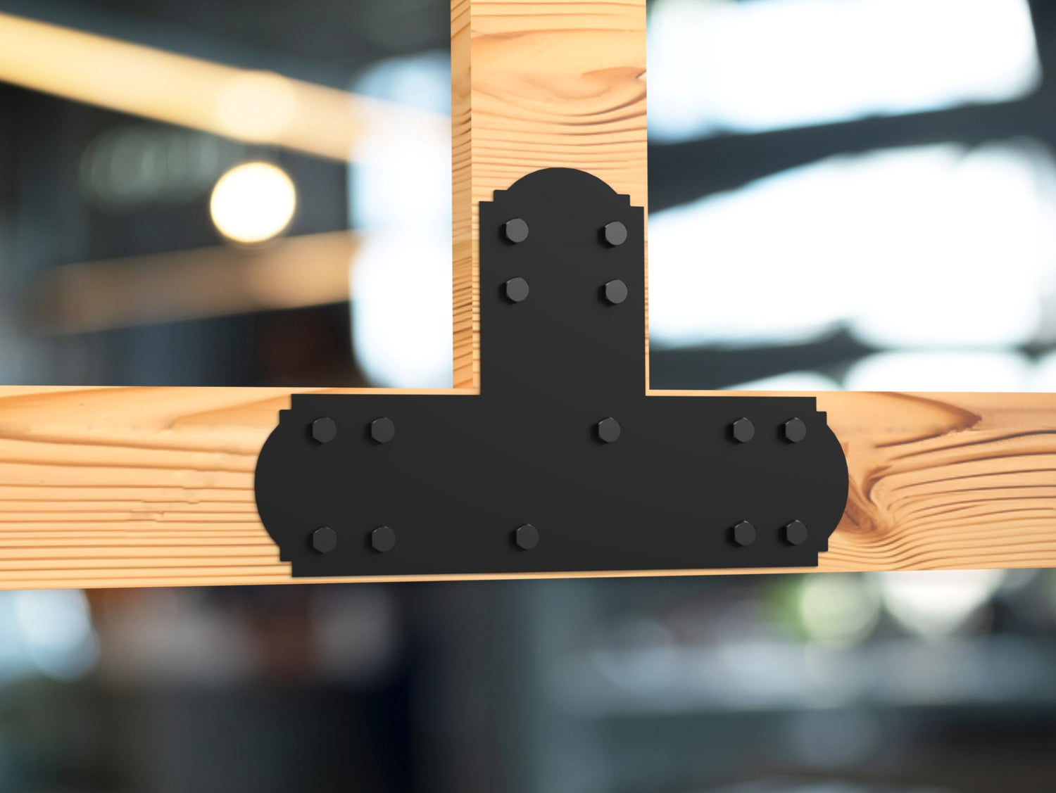 T Bracket - Crowned Style - For 8 Inch Lumber - Wood Post Brackets - construction brackets - brackets for post and beam construction - beam supports - post support - timber frame brackets - barndominium brackets - exposed beam brackets