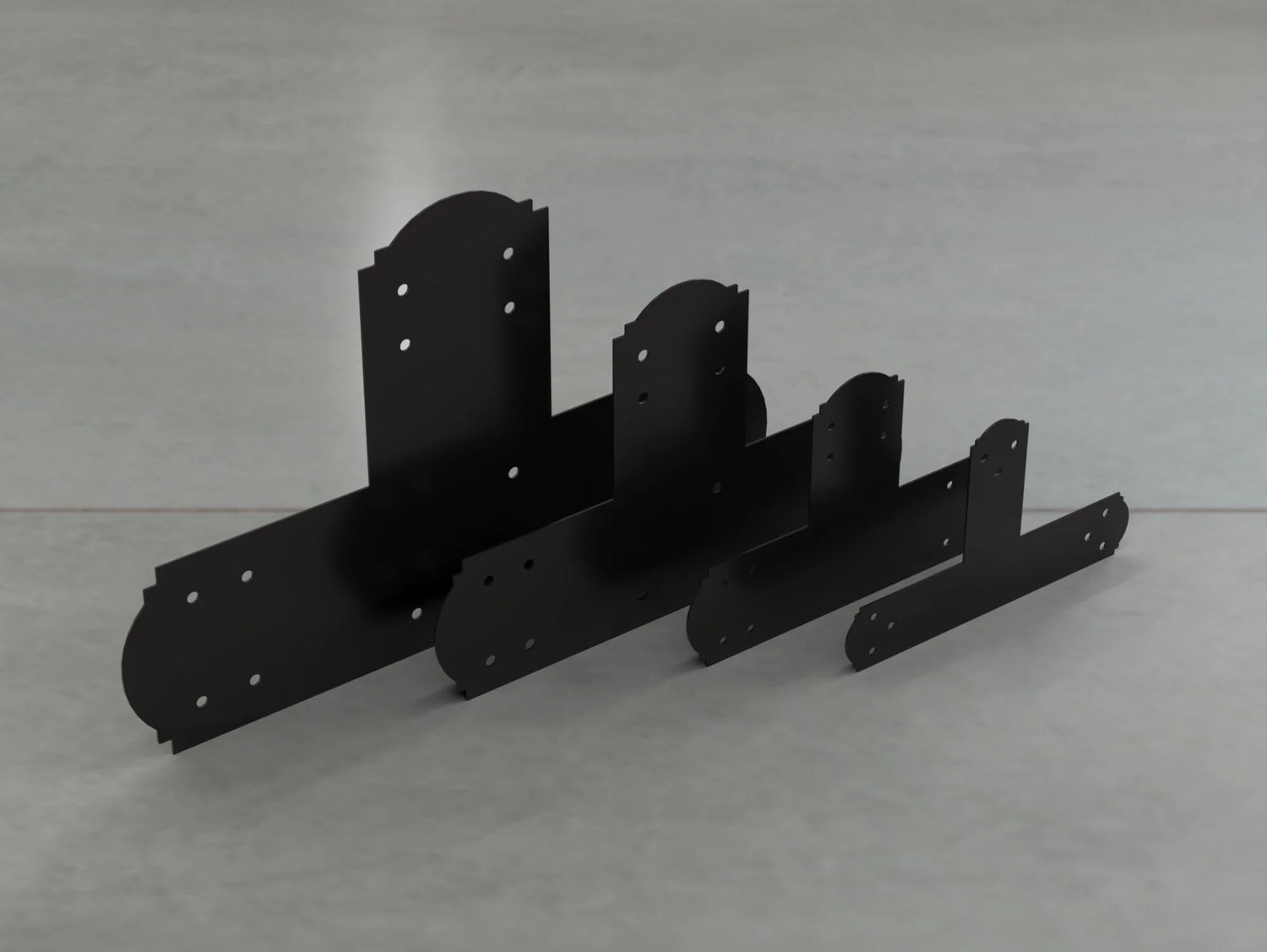 Crowned Style T Brackets - Various Sizes - Wood Post Brackets - construction brackets - brackets for post and beam construction - beam supports - post support - timber frame brackets - barndominium brackets - exposed beam brackets
