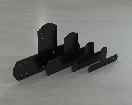 Crowned Style T Brackets - Various Sizes - Wood Post Brackets - construction brackets - brackets for post and beam construction - beam supports - post support - timber frame brackets - barndominium brackets - exposed beam brackets
