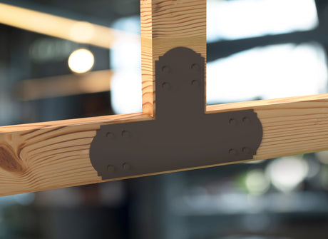 T Bracket - Crowned Style - For 6 Inch Lumber - Wood Post Brackets - construction brackets - brackets for post and beam construction - beam supports - post support - timber frame brackets - barndominium brackets - exposed beam brackets