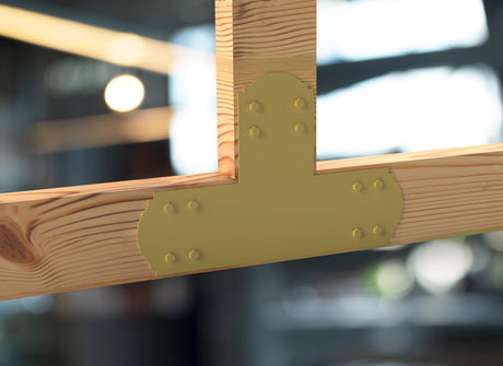 T Bracket - Crowned Style - For 6 Inch Lumber - Wood Post Brackets - construction brackets - brackets for post and beam construction - beam supports - post support - timber frame brackets - barndominium brackets - exposed beam brackets