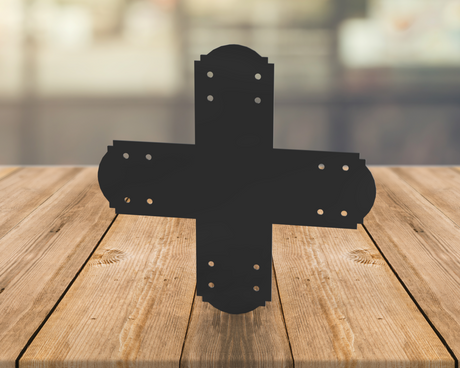 X Bracket - Crowned Style - For 6 Inch Lumber - Wood Post Brackets - construction materials - building supposrts - beam supports - post support - timber frame brackets - wood frame buildings - post frame buildings - barndominium brackets - exposed beam brackets