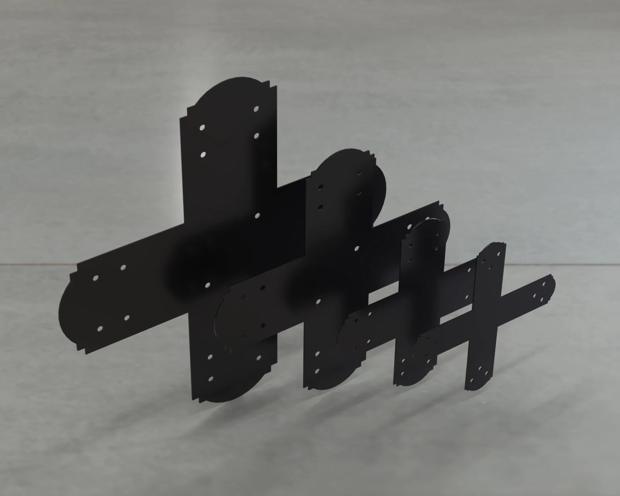 Crowned Style X Brackets - Various Sizes - Wood Post Brackets - construction brackets - brackets for post and beam construction - beam supports - post support - timber frame brackets - barndominium brackets - exposed beam brackets