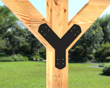 Y Bracket - Crowned Style - For 4 Inch Post - Wood Post Brackets - construction brackets - brackets for post and beam construction - beam supports - post support - timber frame brackets - post frame buildings - barndominium brackets - exposed beam brackets