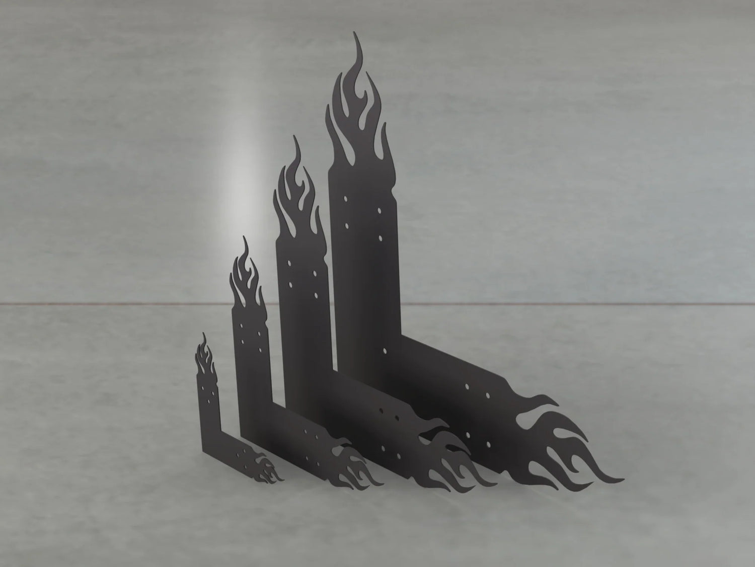 Flaming L Brackets - Various Sizes - Wood Post Brackets - construction brackets - brackets for post and beam construction - beam supports - post support - timber frame brackets - barndominium brackets - exposed beam brackets