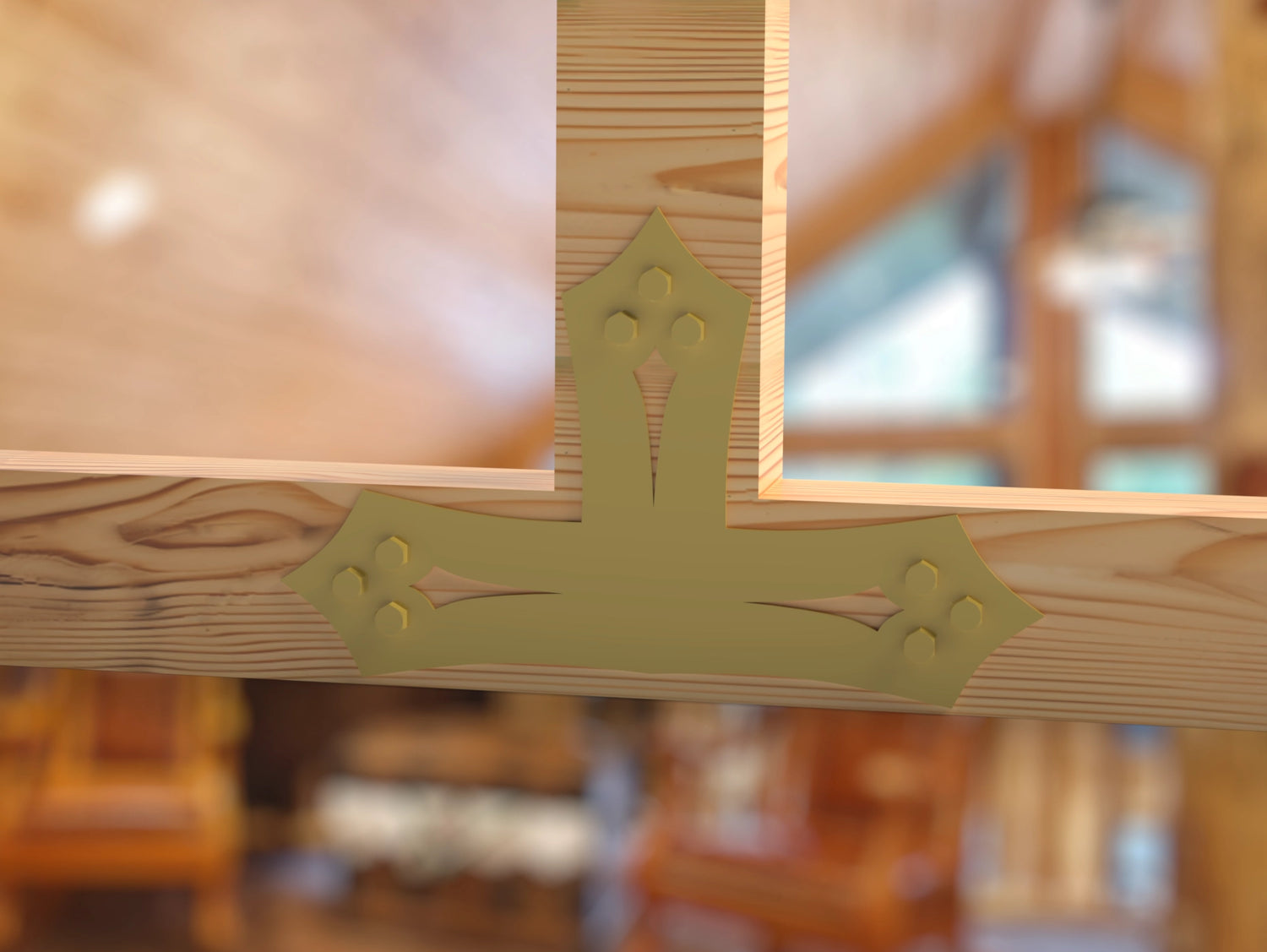 T Bracket - Gothic Style - For 4 Inch Lumber - Wood Post Brackets - construction brackets - brackets for post and beam construction - beam supports - post support - timber frame brackets - barndominium brackets - exposed beam brackets