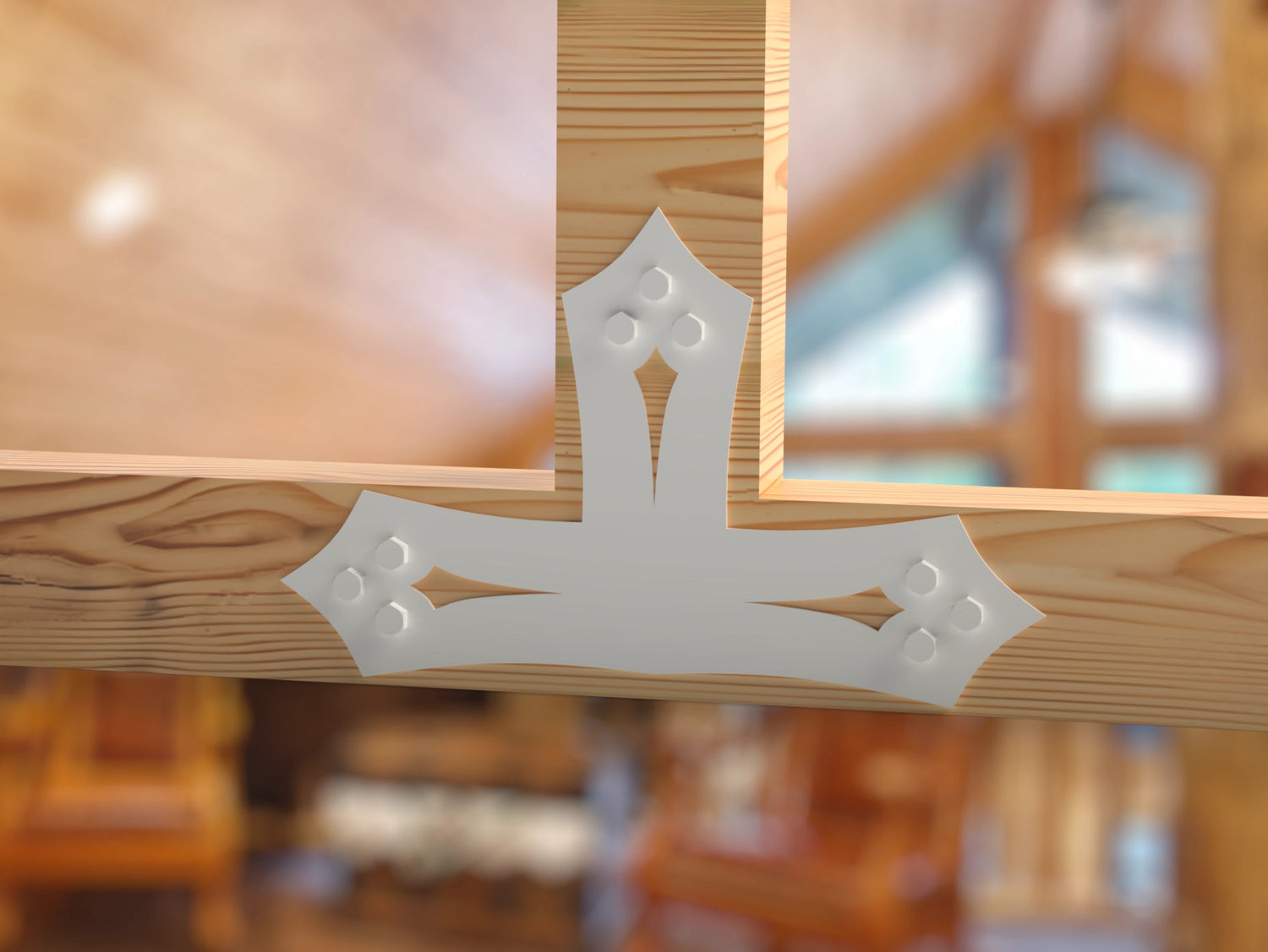 T Bracket - Gothic Style - For 4 Inch Lumber - Wood Post Brackets - construction brackets - brackets for post and beam construction - beam supports - post support - timber frame brackets - barndominium brackets - exposed beam brackets