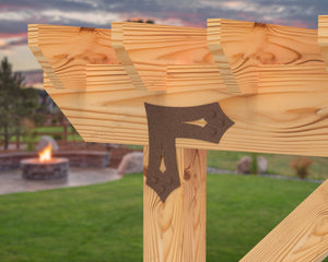 L Bracket - Gothic Style - For 8 Inch Lumber - Wood Post Brackets - construction brackets - brackets for post and beam construction - beam supports - post support - timber frame brackets - barndominium brackets - exposed beam brackets