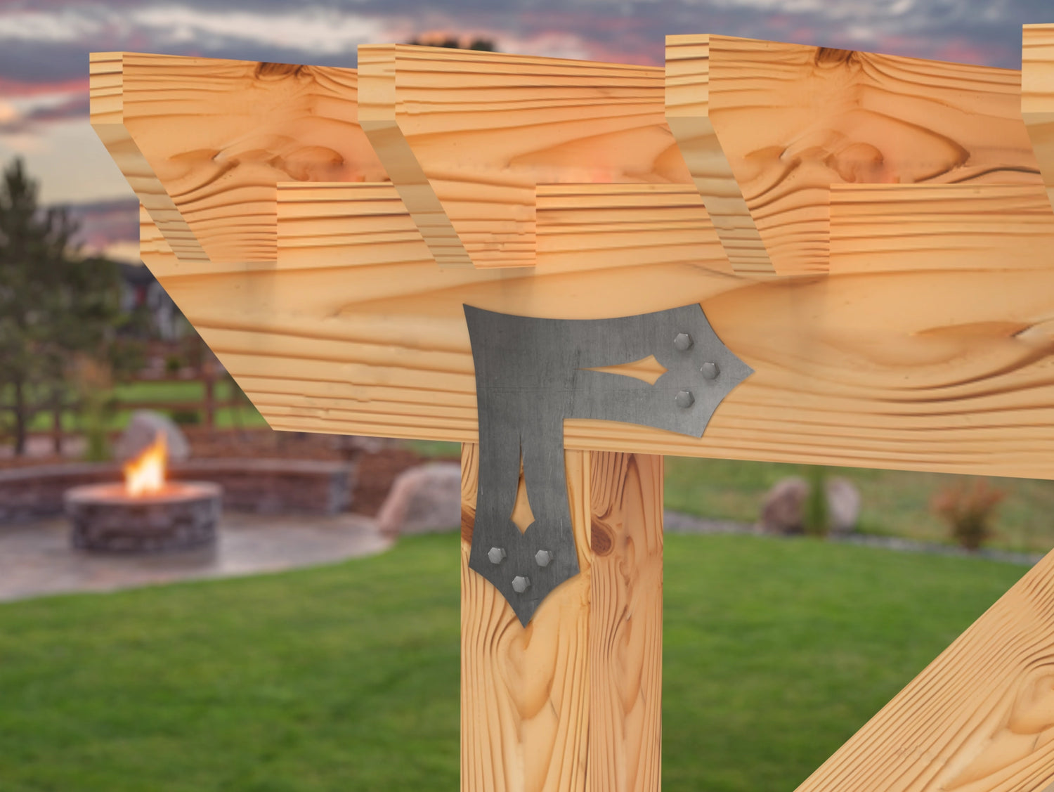 L Bracket - Gothic Style - For 8 Inch Lumber - Wood Post Brackets - construction brackets - brackets for post and beam construction - beam supports - post support - timber frame brackets - barndominium brackets - exposed beam brackets