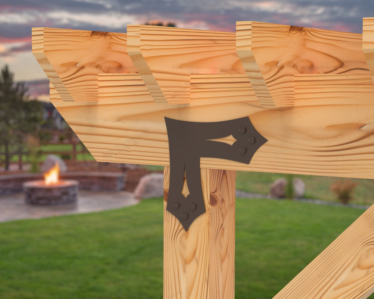 L Bracket - Gothic Style - For 8 Inch Lumber - Wood Post Brackets - construction brackets - brackets for post and beam construction - beam supports - post support - timber frame brackets - barndominium brackets - exposed beam brackets