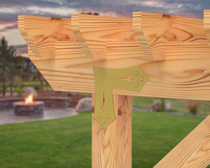 L Bracket - Gothic Style - For 8 Inch Lumber - Wood Post Brackets - construction brackets - brackets for post and beam construction - beam supports - post support - timber frame brackets - barndominium brackets - exposed beam brackets