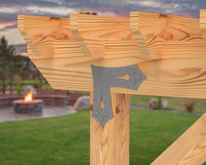 L Bracket - Gothic Style - For 8 Inch Lumber - Wood Post Brackets - construction brackets - brackets for post and beam construction - beam supports - post support - timber frame brackets - barndominium brackets - exposed beam brackets