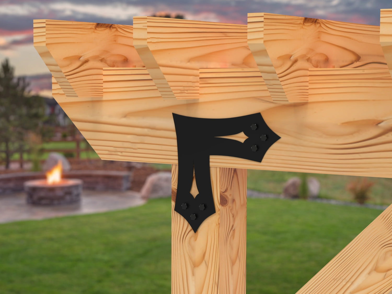 L Bracket - Gothic Style - For 8 Inch Lumber - Wood Post Brackets - construction brackets - brackets for post and beam construction - beam supports - post support - timber frame brackets - barndominium brackets - exposed beam brackets