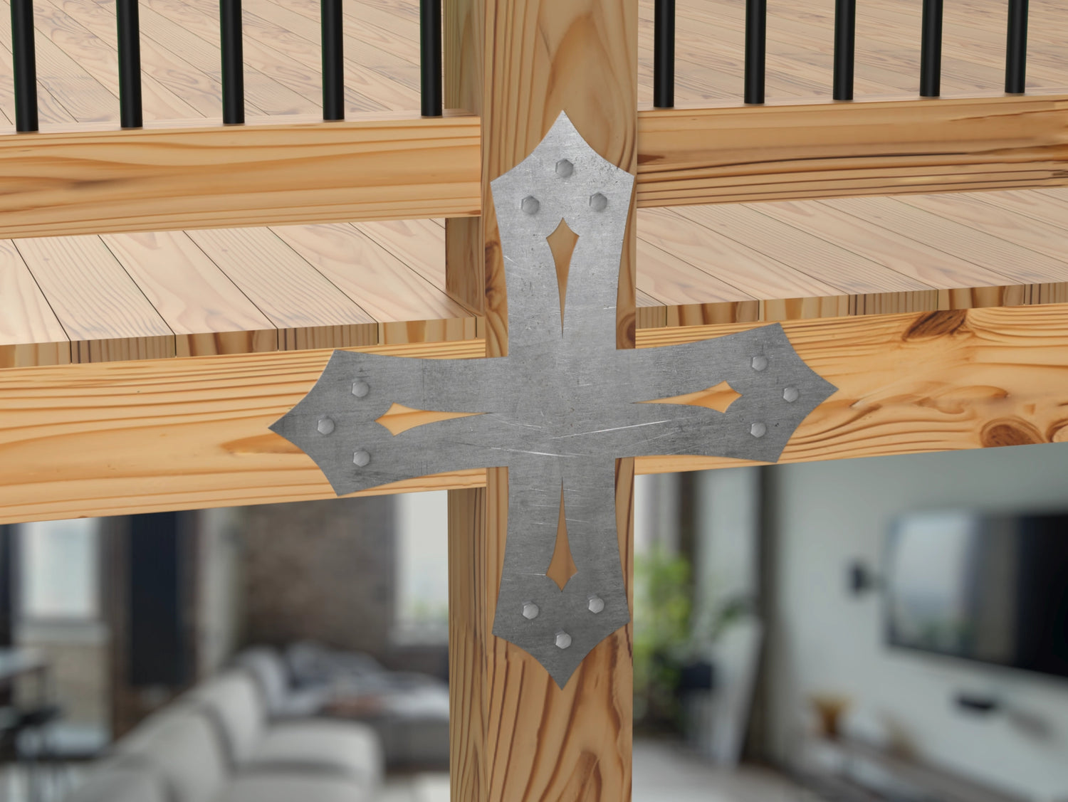 X Bracket - Gothic Style - For 8 Inch Lumber - Wood Post Brackets - construction brackets - brackets for post and beam construction - beam supports - post support - timber frame brackets - barndominium brackets - exposed beam brackets