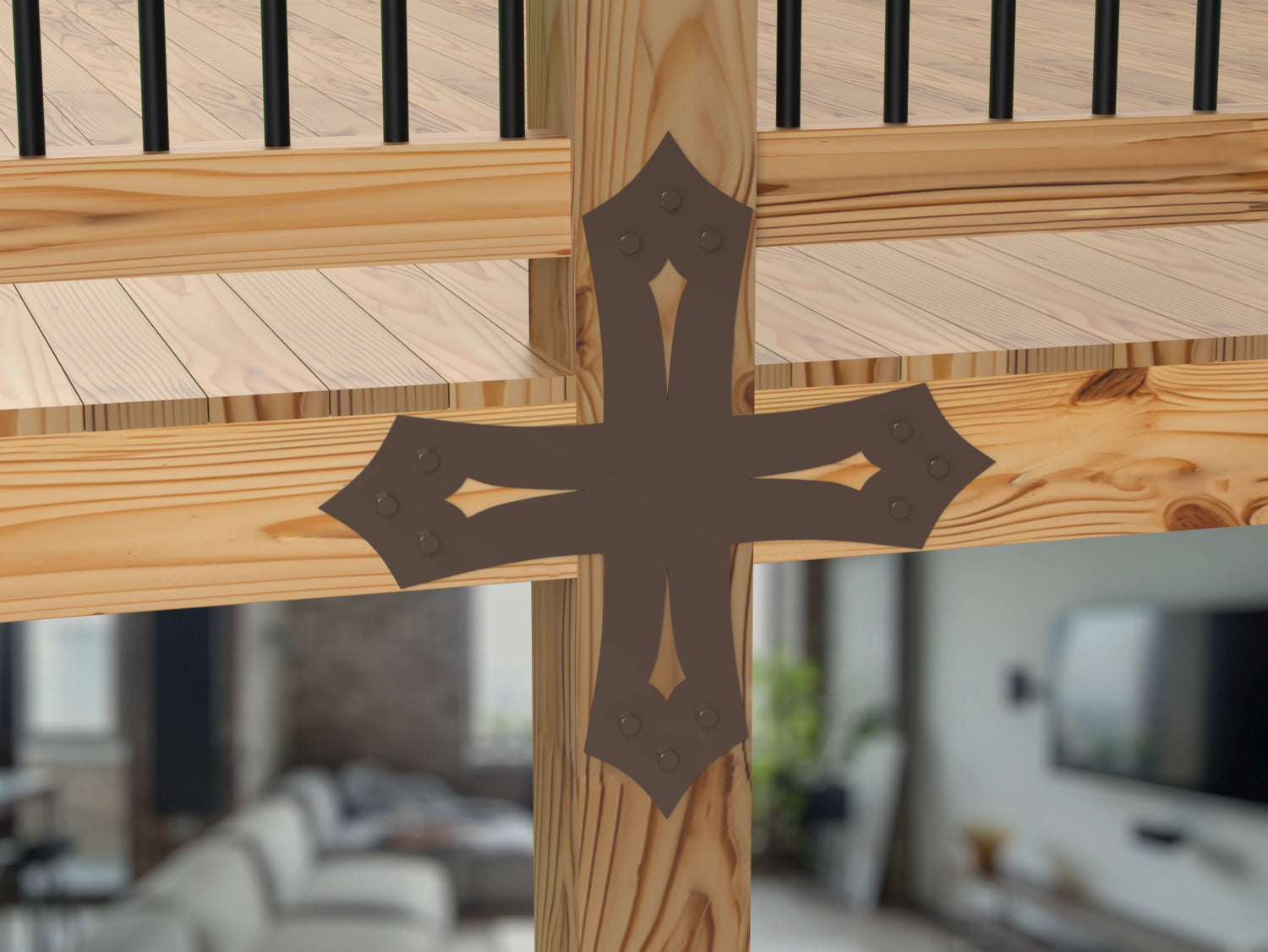 X Bracket - Gothic Style - For 8 Inch Lumber - Wood Post Brackets - construction brackets - brackets for post and beam construction - beam supports - post support - timber frame brackets - barndominium brackets - exposed beam brackets