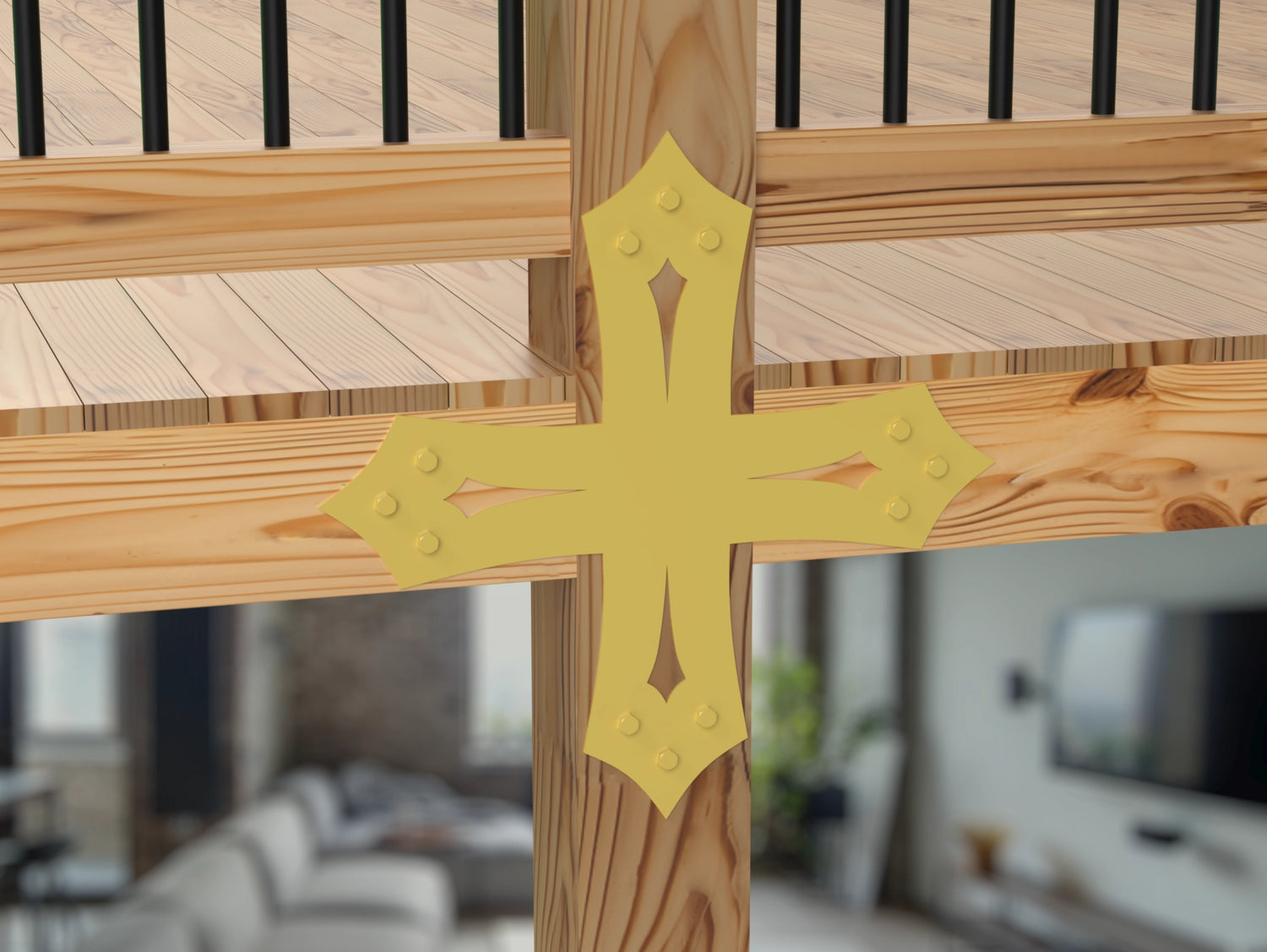 X Bracket - Gothic Style - For 8 Inch Lumber - Wood Post Brackets - construction brackets - brackets for post and beam construction - beam supports - post support - timber frame brackets - barndominium brackets - exposed beam brackets