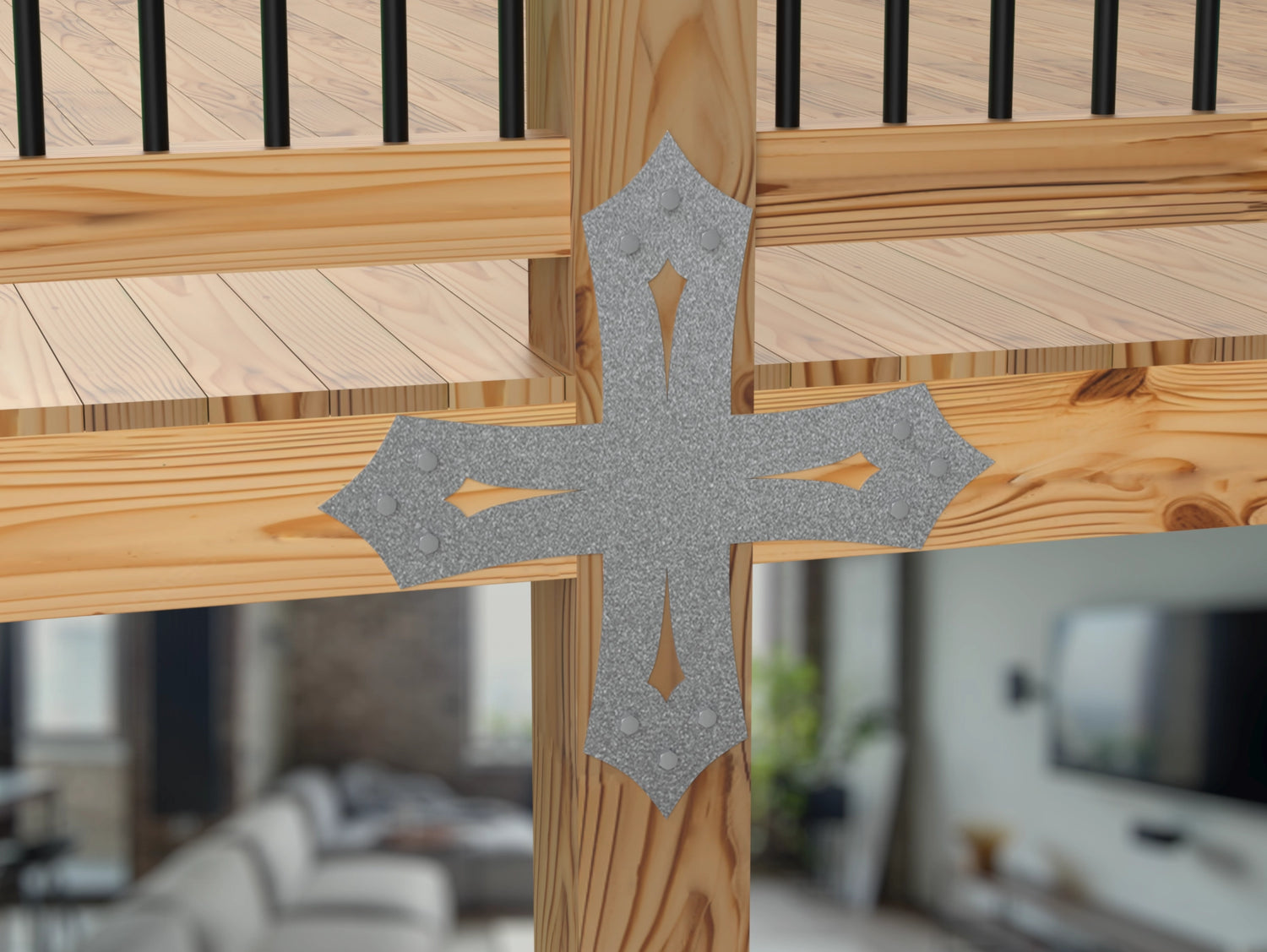 X Bracket - Gothic Style - For 8 Inch Lumber - Wood Post Brackets - construction brackets - brackets for post and beam construction - beam supports - post support - timber frame brackets - barndominium brackets - exposed beam brackets