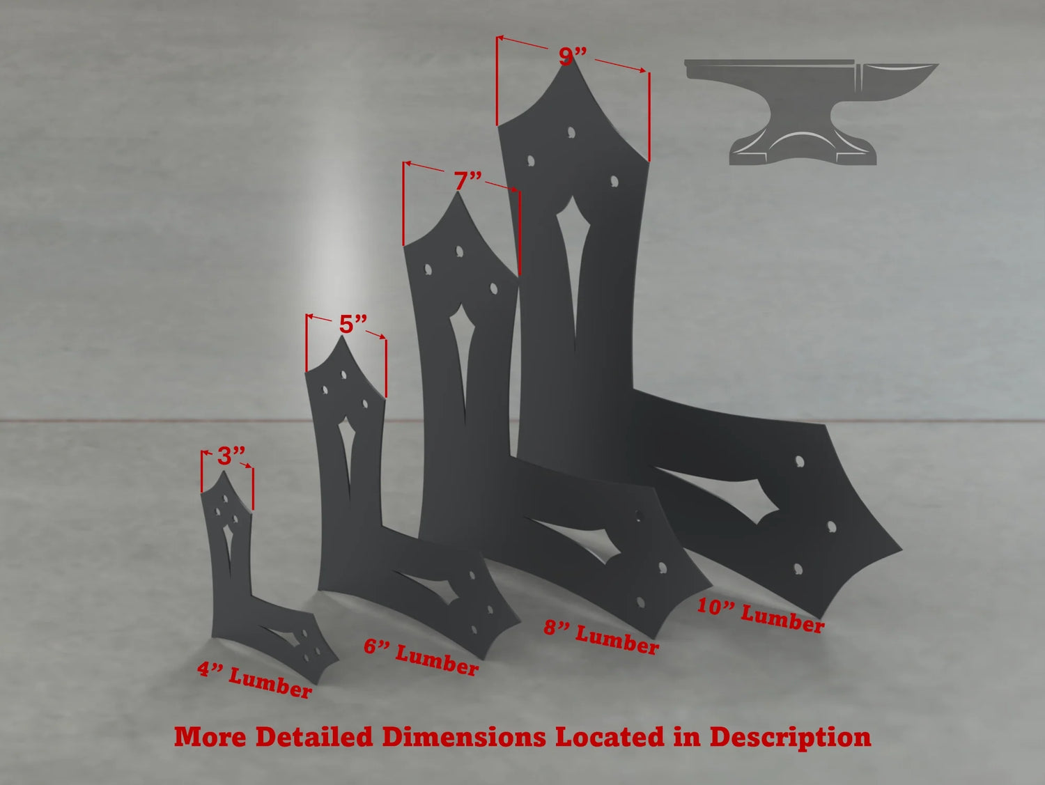 Gothic Style L Brackets - Various Sizes - Wood Post Brackets - construction brackets - brackets for post and beam construction - beam supports - post support - timber frame brackets - barndominium brackets - exposed beam brackets