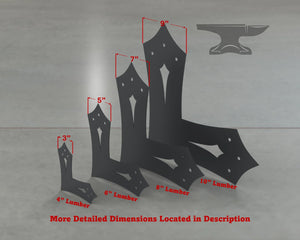 Gothic Style L Brackets - Various Sizes - Wood Post Brackets - construction brackets - brackets for post and beam construction - beam supports - post support - timber frame brackets - barndominium brackets - exposed beam brackets
