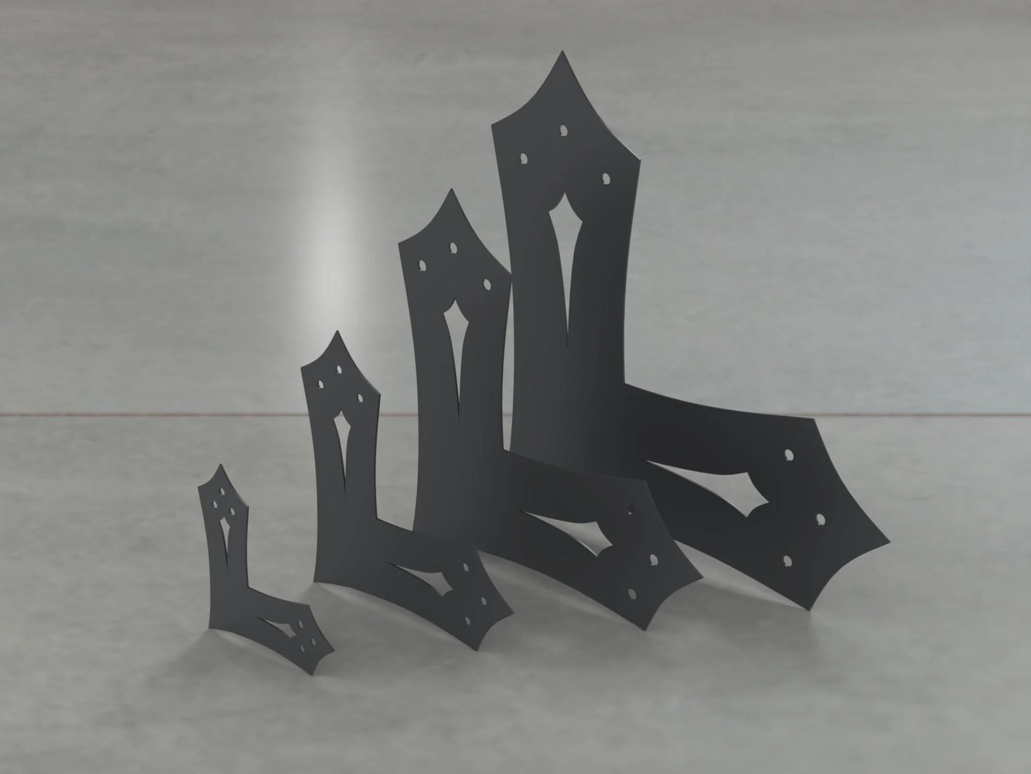 Gothic Style L Brackets - Various Sizes - Wood Post Brackets - construction brackets - brackets for post and beam construction - beam supports - post support - timber frame brackets - barndominium brackets - exposed beam brackets