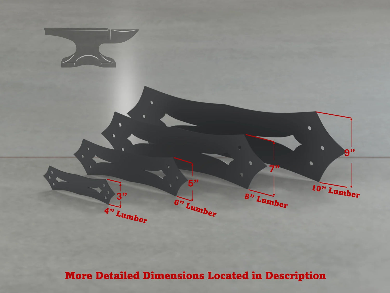 Gothic Style Straight Brackets - Various Sizes - Wood Post Brackets - construction brackets - brackets for post and beam construction - beam supports - post support - timber frame brackets - barndominium brackets - exposed beam brackets