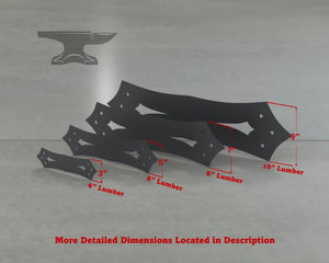Gothic Style Straight Brackets - Various Sizes - Wood Post Brackets - construction brackets - brackets for post and beam construction - beam supports - post support - timber frame brackets - barndominium brackets - exposed beam brackets