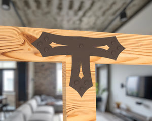 T Bracket - Gothic Style - For 8 Inch Lumber - Wood Post Brackets - construction brackets - brackets for post and beam construction - beam supports - post support - timber frame brackets - barndominium brackets - exposed beam brackets