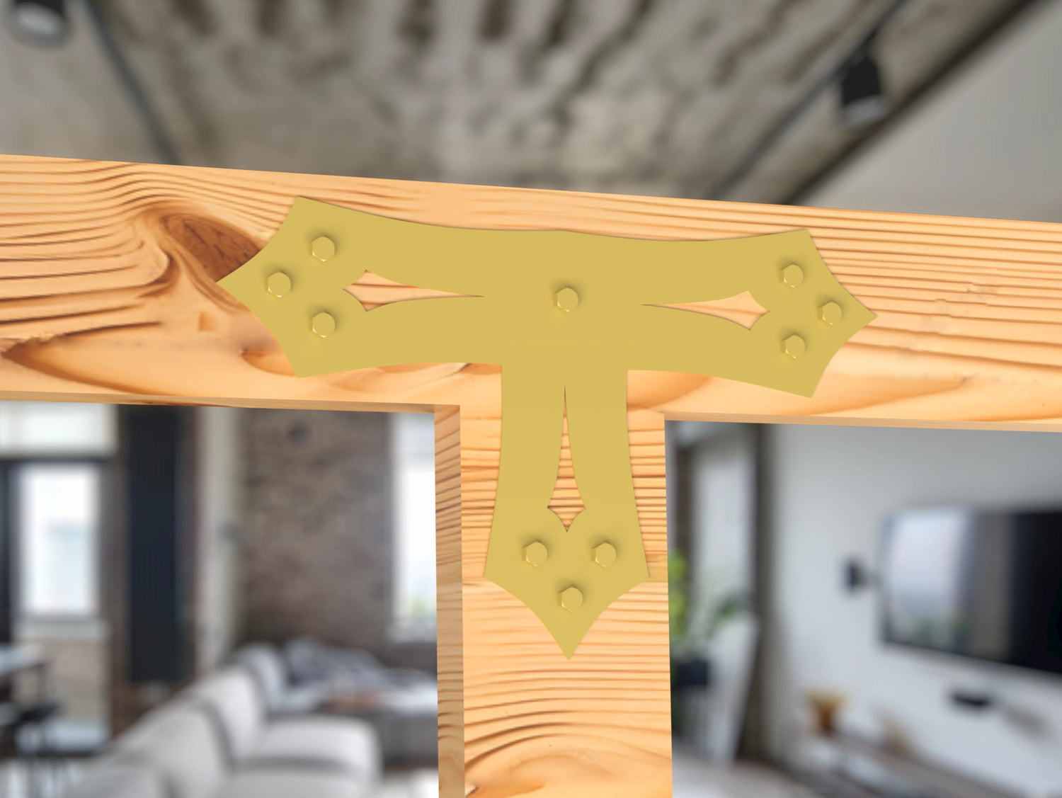 T Bracket - Gothic Style - For 8 Inch Lumber - Wood Post Brackets - construction brackets - brackets for post and beam construction - beam supports - post support - timber frame brackets - barndominium brackets - exposed beam brackets