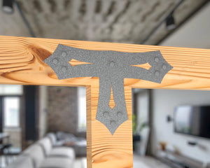 T Bracket - Gothic Style - For 8 Inch Lumber - Wood Post Brackets - construction brackets - brackets for post and beam construction - beam supports - post support - timber frame brackets - barndominium brackets - exposed beam brackets
