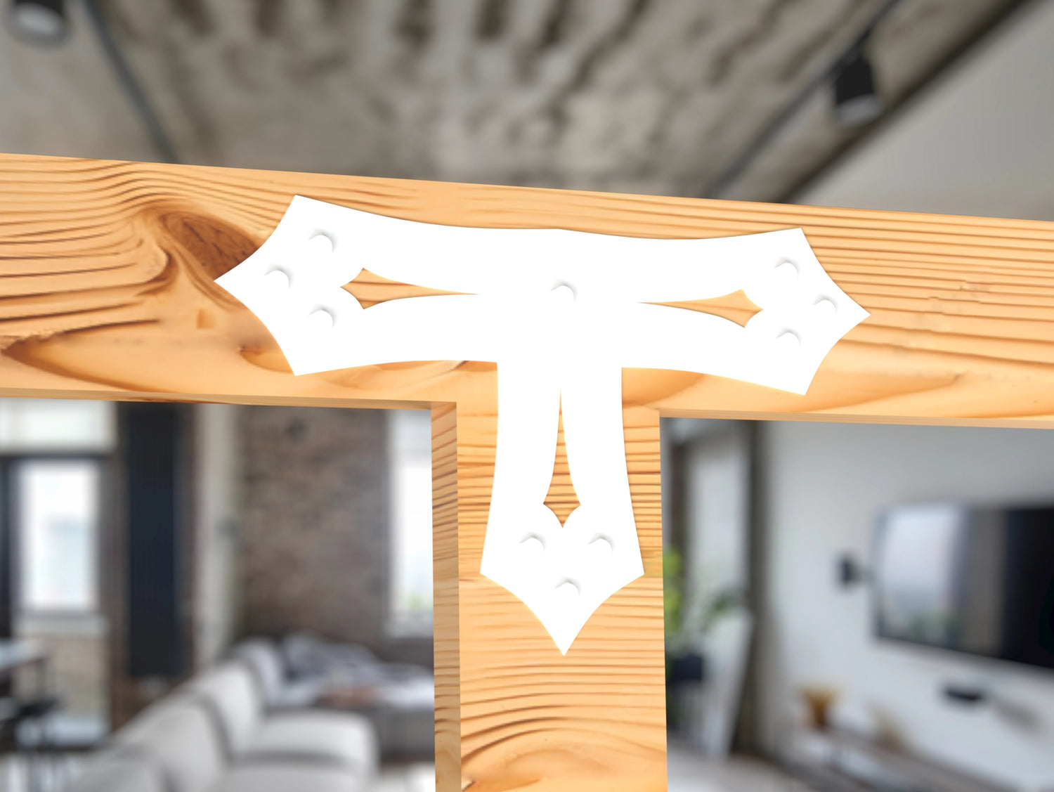 T Bracket - Gothic Style - For 8 Inch Lumber - Wood Post Brackets - construction brackets - brackets for post and beam construction - beam supports - post support - timber frame brackets - barndominium brackets - exposed beam brackets