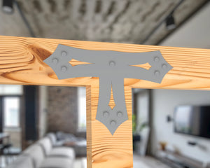 T Bracket - Gothic Style - For 8 Inch Lumber - Wood Post Brackets - construction brackets - brackets for post and beam construction - beam supports - post support - timber frame brackets - barndominium brackets - exposed beam brackets