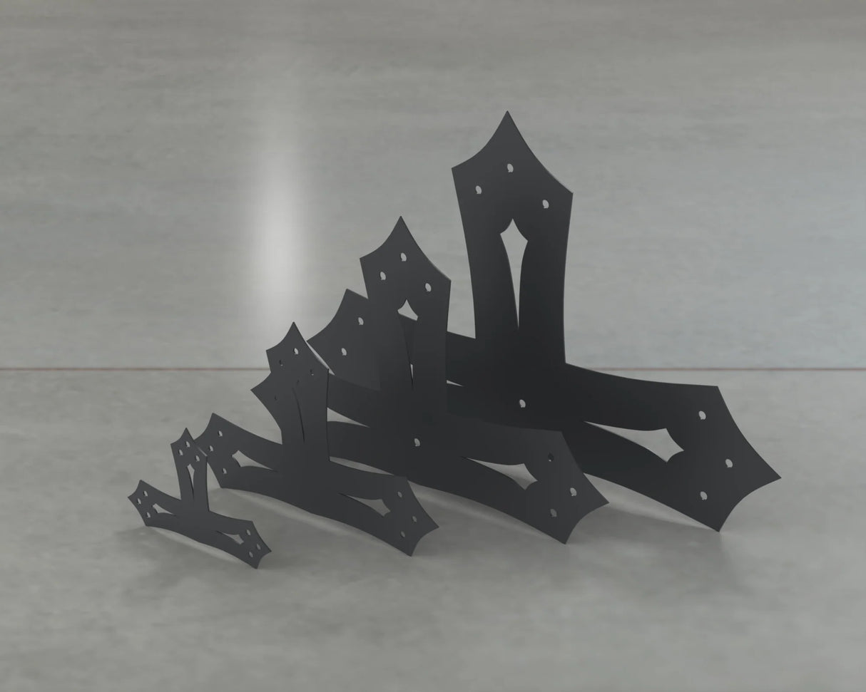 Gothic Style T Brackets - Various Sizes - Wood Post Brackets - construction brackets - brackets for post and beam construction - beam supports - post support - timber frame brackets - barndominium brackets - exposed beam brackets