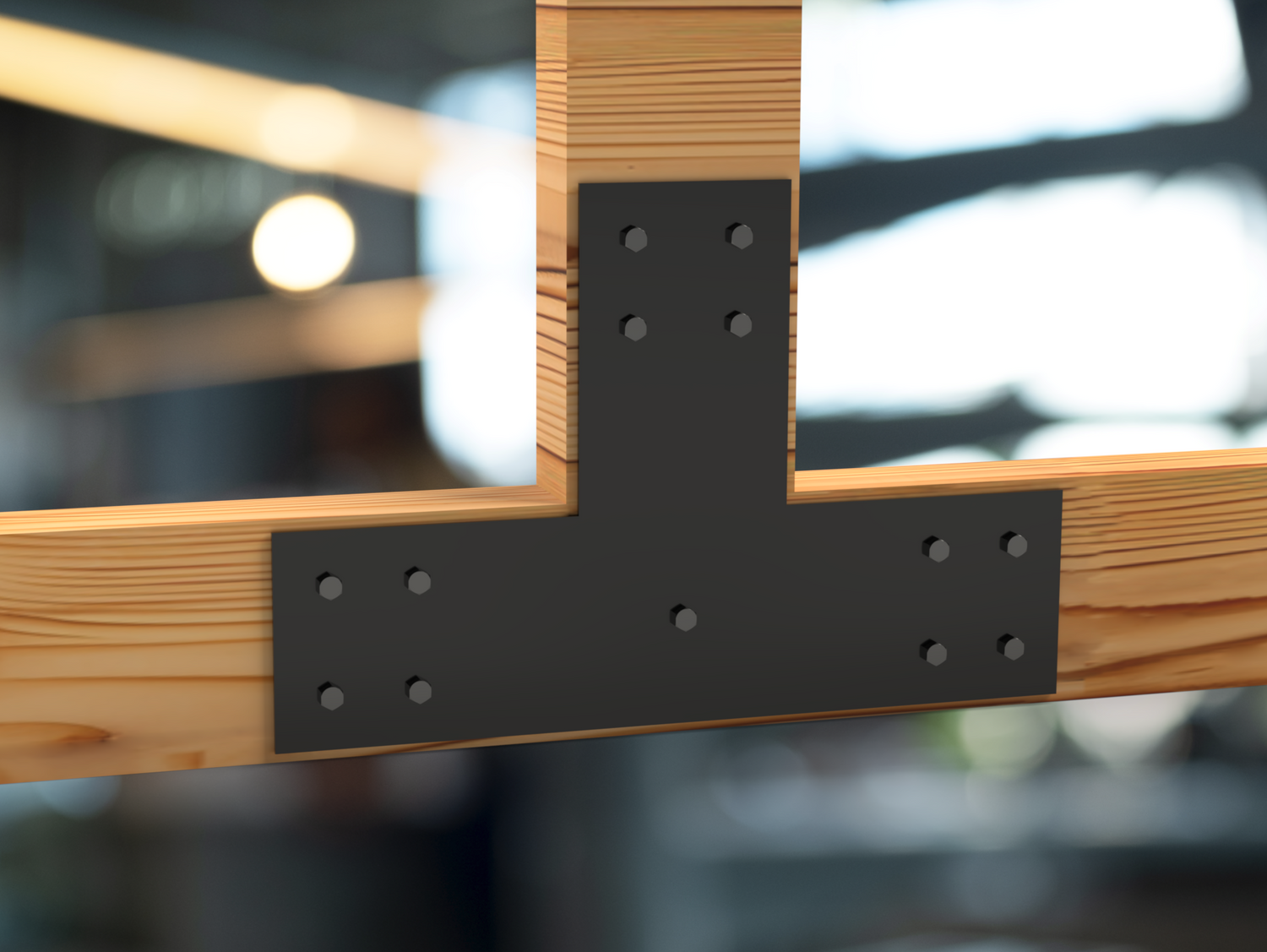 T Bracket - Industrial Style - 8 Inch Lumber - Wood Post Brackets - construction brackets - brackets for post and beam construction - beam supports - post support - timber frame brackets - barndominium brackets - exposed beam brackets