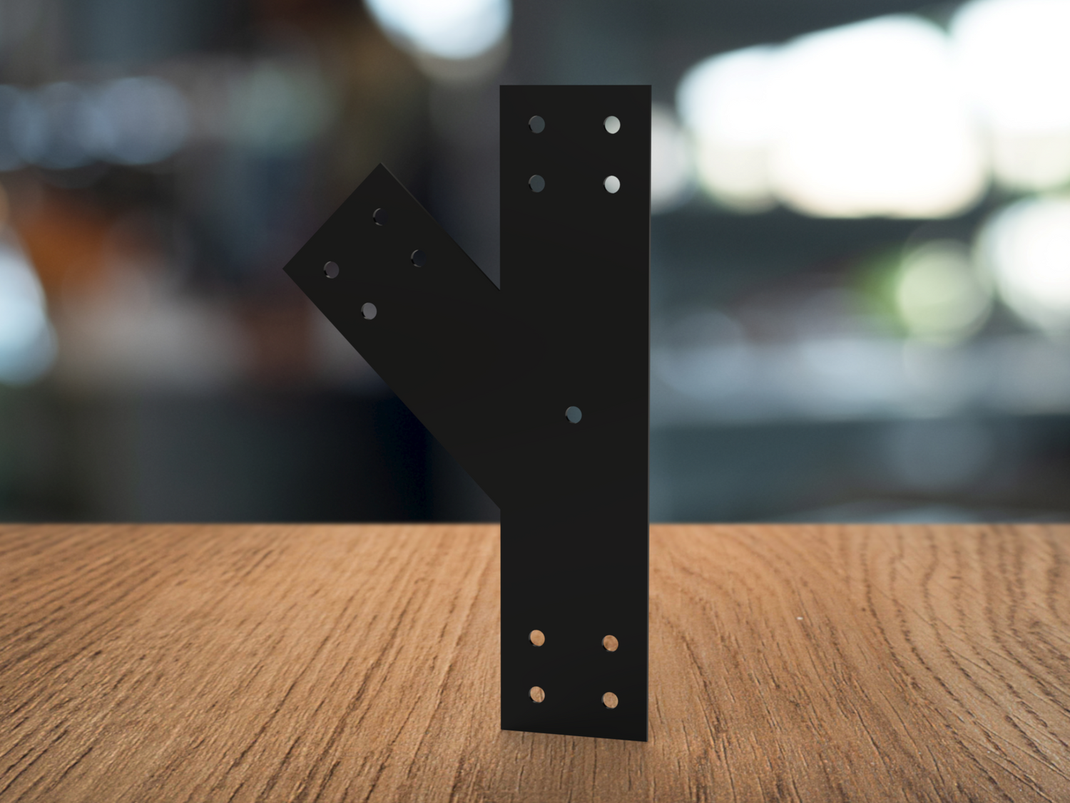 T Bracket with 45 Degree Leg - Industrial Style - For 6 Inch Lumber - Wood Post Brackets - construction materials - building supposrts - beam supports - post support - timber frame brackets - wood frame buildings - post frame buildings - barndominium brackets - exposed beam brackets