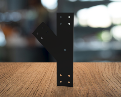 T Bracket with 45 Degree Leg - Industrial Style - For 6 Inch Lumber - Wood Post Brackets - construction materials - building supposrts - beam supports - post support - timber frame brackets - wood frame buildings - post frame buildings - barndominium brackets - exposed beam brackets