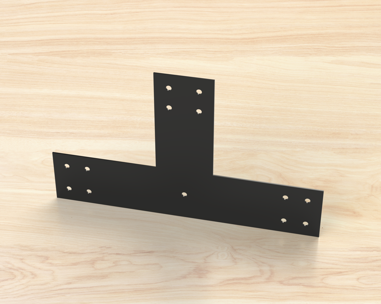 T Bracket - Industrial Style - 6 Inch Lumber - Wood Post Brackets - construction materials - building supposrts - beam supports - post support - timber frame brackets - wood frame buildings - post frame buildings - barndominium brackets - exposed beam brackets